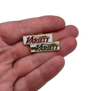 Vintage Variety Magazine Daily Variety Logo Enamel Lapel Pin Gold Tone Media
